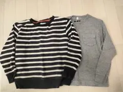 UNIQLO 長袖カットソー 130cm ストライプ・グレー