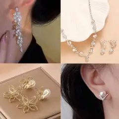 【選べる】ウェディングアクセサリー ネックレス イヤリング ピアス　セット