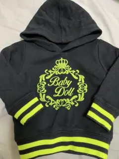 Baby Doll フード付きトレーナー 黒/黄緑