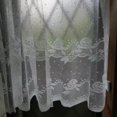ホワイトレースカーテン 花柄