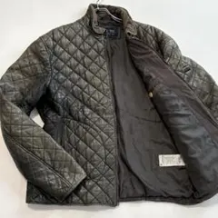 良品[3XL 羊革 カーキ]アルマーニジーンズ レザージャケット キルティングのサムネイル