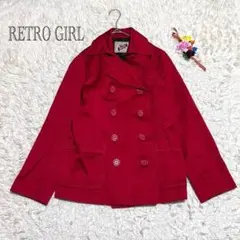 レトロガール　ダブルジャケット　トレンチ風　赤　レトロ　ガーリー　個性派　M