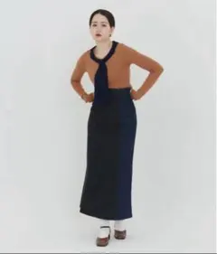 Tina jojun バイカラーマーメイドデニムスカート