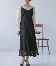 epic day ジャガードレースコンビロングドレス M