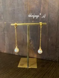 国産あこや真珠♡本物パールロングピアス♡アレルギー対応♡卒業式♡入学式♡結婚式