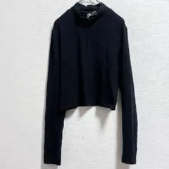 Ｈ＆Ｍ エイチアンドエム カットソー ハイネック 長袖 無地 M 黒 綿混のサムネイル