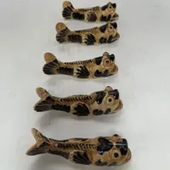 有田焼　青山作　魚型箸置き 5個セット 木箱付き　送料込み