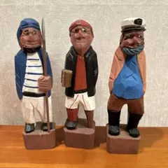木彫り 人形 置物 3体セット 木彫り 人形 置物 3体セット - メルカリ