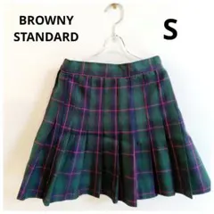 ​【WEGO】美品 BROWNY チェック柄プリーツスカート グリーン Sサイズ