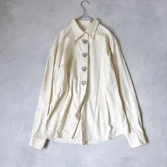 イタリアヴィンテージ くま刺繍 コットンシャツ クリーム Fのサムネイル