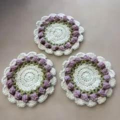 お花のコースター 3枚セット ハンドメイド