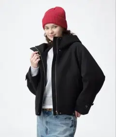 GU コージーメルトンショートフーディコート