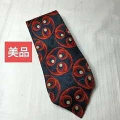 円形模様 ネクタイ ネイビー オレンジ