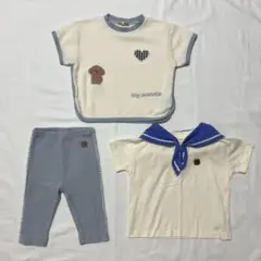 【美品】しまむら hichon 襟付きトップス ワッフルT レギンス 90サイズ