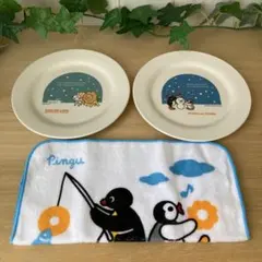 ミスタードーナツノベルティ　ピングーとポンデライオンの皿とハンカチタオルセットのサムネイル
