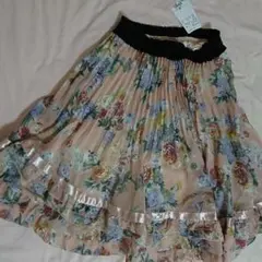 新品タグあり アクシーズ 花柄プリーツスカート 淡ピンク