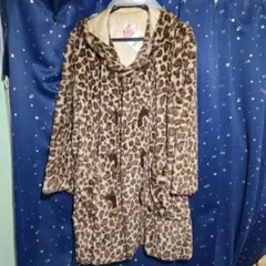 コート ヒョウ柄 フードにシミあり