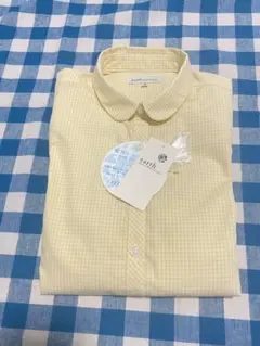 丸襟　ギンガムチェック　長袖シャツ 新品タグ付き　春物　XS 綿100%