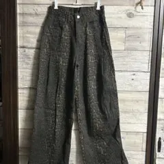 Dazy レオパード柄 ワイドレッグデニム S