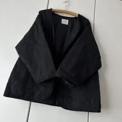 レイカズン★キルティング★中綿★ノーカラーコート★黒★ハーフコート