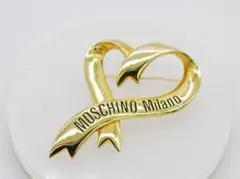 モスキーノ MOSCHINO ブローチ ハートリボンモチーフ GP ゴールド系のサムネイル