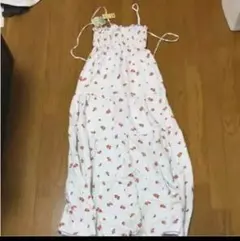 [新品未使用]ジェラートピケ 花柄 紫ストライプ マキシワンピース ドレス