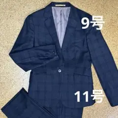 ネイビー チェック柄 ビジネススーツ