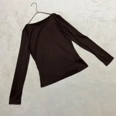 Dazy ＊ 長袖カットソー タイトトップス ダークブラウン ストレッチ S