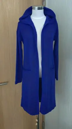 け*ん様 青色フード付きロングカーディガンM〜Lキラキラスタッズ派手レディースア