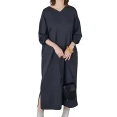 【新品未使用】eversince Vネックカットソーワンピース グレー