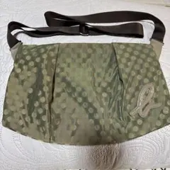 オリーブグリーン ドット柄 ショルダーバッグ