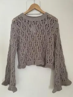 DIVIDED by H&M レース編み ニット モカ M