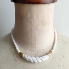 ネックレス 白 ヴィンテージ レトロ チョーカー ビーズ