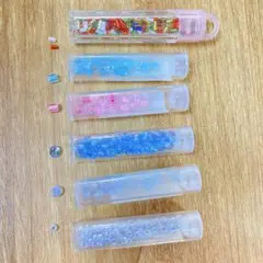 多色 ビーズ 6個 セット 6種類 水色 ピンク ブルー カラフル ドロップ型
