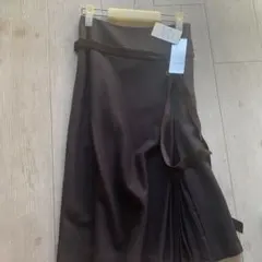 ZAZIE ブラウン プリーツスカート ひざ丈のサムネイル