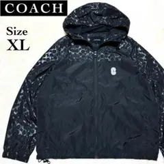 極美品✨ COACH シグネチャー フーデットジャケット ナイロン 黒 XLのサムネイル