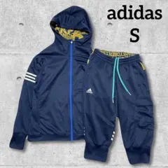 adidas ジャージ　上下セット　クロップドパンツ　Sネイビー＊QD