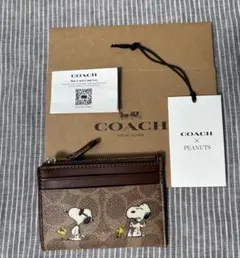 新品　COACH ピーナッツ　スヌーピー パスケース　コインケース