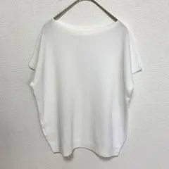 INED ドルマンスリーブ半袖ニット ホワイト シンプル M相当のサムネイル