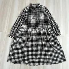 サマンサモスモス　シャツロングワンピース　ギンガムチェック　コットン　M
