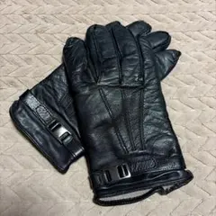 【イタリア製】 レザー 手袋 革 黒 ウール 調整可能 メンズ 毛 ビジネス