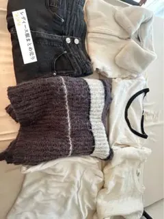 SHEIN ホワイトカーディガンとストライプセーターセット