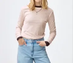 【新品未使用・タグ付き】GU ソフトシアークルーネックT ピンク 長袖 Mサイズ