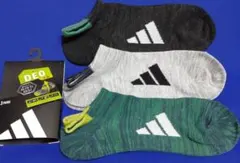 む　24-26）3P福助アディダス★靴下アンクルソックス 06E90W色番２消臭