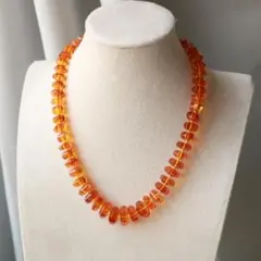 「鑑別付」天然琥珀 多面カット 宝石 アンバー ネックレス