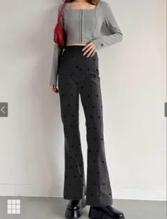 GRL ドット柄センターラインセミフレアパンツ（dh1347）