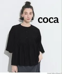 1582 美品✨️coca シアーフレアスリーブブラウス ブラック