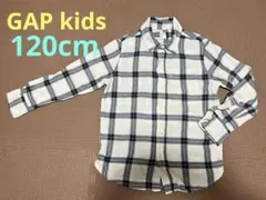 GAPキッズ チェックシャツ 白 グレー 120cm 長袖