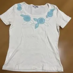 LAURA ASHLEY 花の刺繍 Tシャツ S