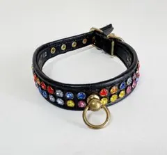 再値下げしました！キラキラストーン装飾の黒い犬用首輪のサムネイル
